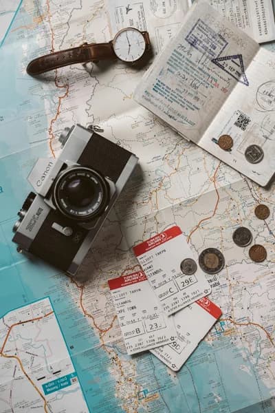 Professional travel consultant helping customers plan their European bus tours